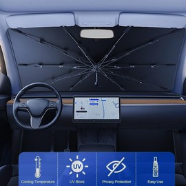Car Sunshade Front Windshield, Universal Car Shade, Foldable Windscreen Sun Shade, UV Protection & Heat Insulation Front Window Visor Umbrella, Fits Most Car, SUV