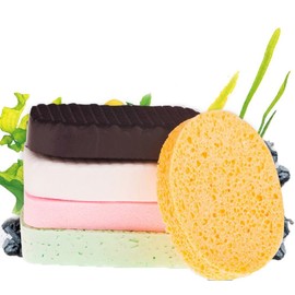 YABINA Face Sponge - Exfoliating Facial Makeup Sponges - Body Skin Acne Dry Eczema Exfoliate Cleansing (Natural Wood Pulp-Yellow)