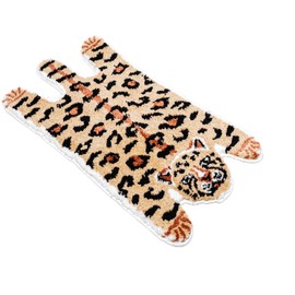 YulyreZome Leopard Bath Mat for Bathroom, Funny Cute Brown Tiger Leopard Cartoon Bathroom Rug Non-Slip Animal Door Mat Washable Absorbent Bathtub Plush Microfiber Decor Shower Rugs
