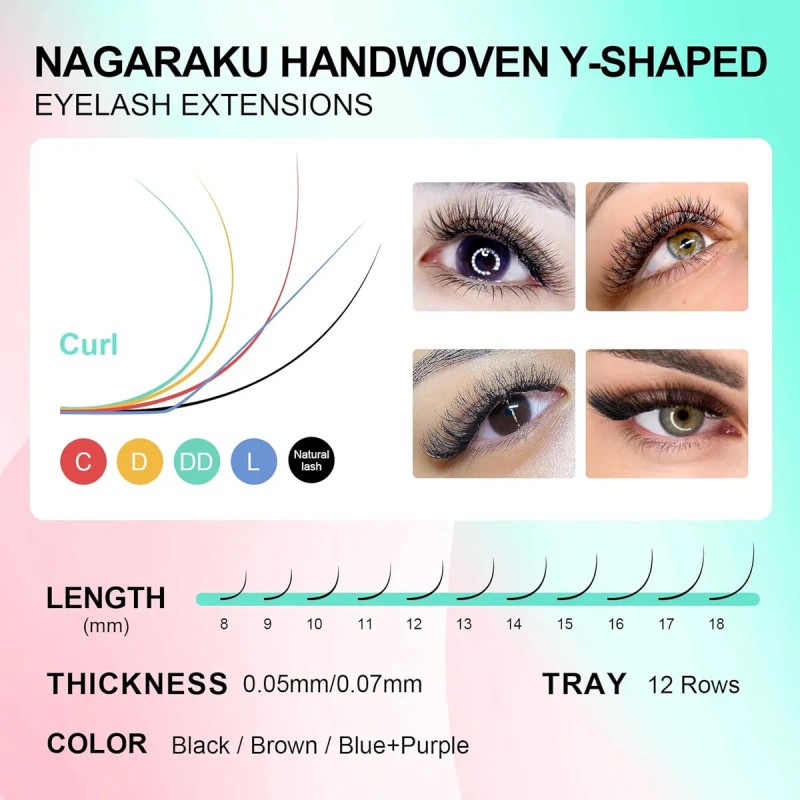 Paquete De Extensiones De Pestañas Nagaraku Con Diseño En Y.