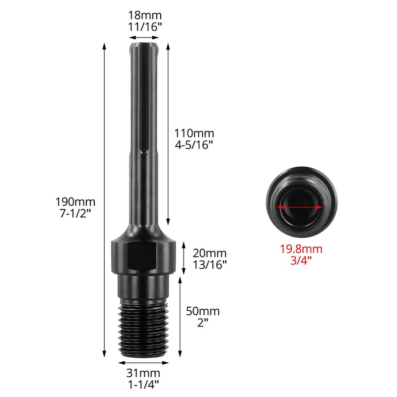 QWORK® Drill Bit Adapter, SDS Max Shank Bits 1-1/4 Inch,