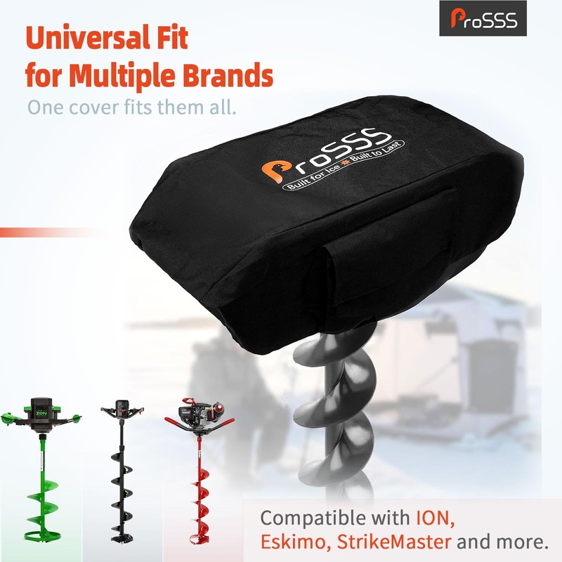 ProSSS Universal Ice Auger Powerhead Cover, 600D Heavy-Duty Waterproof Fabric,