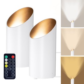 Brightown LED SpotLights - 2 Pack Uplighting Floor Can Lights with Remote and Timer, 3 Color Temperatures & Dimmable, 2 Lighting Modes for Wall Picture Painting Plants Indoor Accent Lighting, White