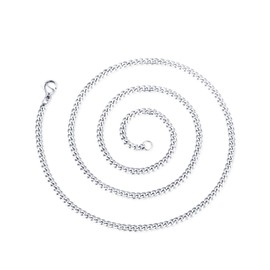 XIRUVE Width 3 mm/5 mm/7 mm/10 mm, Length 36-76 cm Selectable Classic Solid Curb Chain Men Women Stainless Steel Necklace, Stainless Steel, No Gemstone