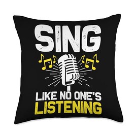 Singer Microphone Music Notes Musician Singing Vocal Throw Pillow