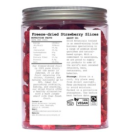 Freeze Dried Strawberries | Dried Strawberry Slices, 200+Slices | 100% Natural | Gluten Free | For Garnishing Cocktails Cake Decoration, Baking, Fruit, Sorbet, Tea, Cooking | 2.11 oz |60 Grams|PET Jar