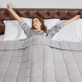 CYMULA Weighted Blanket for Adults (20lbs 60"x80" Queen Size) - Cooling Breathable Heavy Blankets for Summer Winter - Ultra Microfiber Soft Comfort Throw with Glass Beads - Gifts for Men/Women