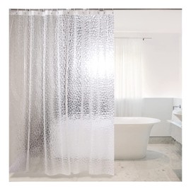 Daesar Shower Curtain, Transparent, Washable, Shower Curtains, 180 x 200 cm, Peva Bath Curtain with Motif, Plain Shower Curtain, Anti-Mould for Shower