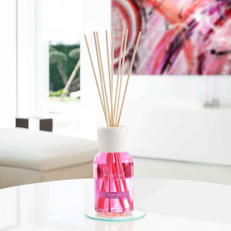 Millefiori Milano Duftstoff Diffusor Sticks Lychee Rose, Fassungsvermögen 250ml, Kopfnoten: