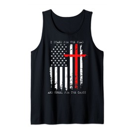I Stand for the Flag and Kneel for the Cross Tee USA Flag Tank Top