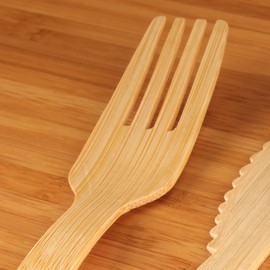 Bulk Pack Natural Dinner Party Catering Bamboo Veneer Utensil - Forks - 50pcs