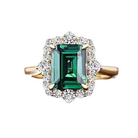 Viyuroyk 925 Sterling Silver Shiny Emerald Square Cubic Zirconia Rings Diamond Rings for Women Jewelry Findings Earring Backs Findings (US Code 10)