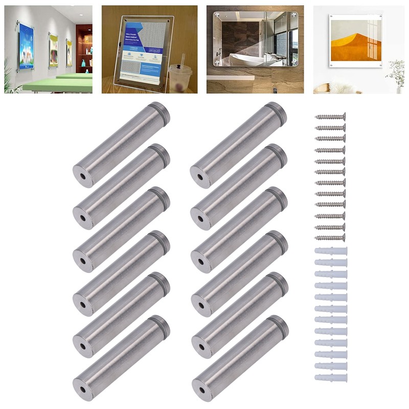 12 Set Stainless Steel Standoff Screws 19x80mm Advertising Screws Mounting