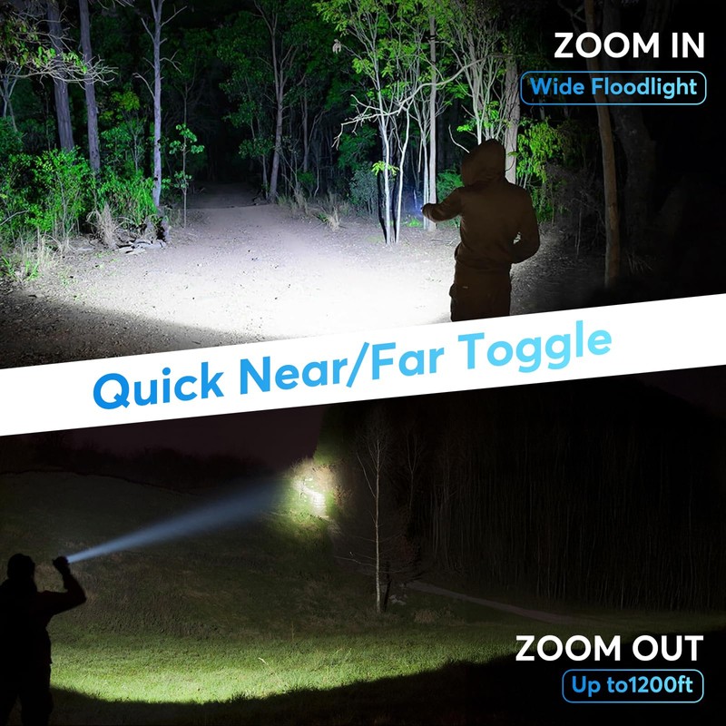 JIJ Flashlight 3 Pack, Rechargeable Flashlights High Lumens, 7 Modes