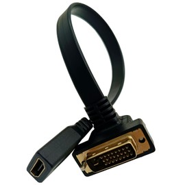 Haokiang Cable plano DVI a HDMI, 1 pies, chapado en oro, DVI 24+1 macho a Hdmi hembra de 90 grados de ángulo