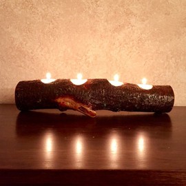 Full Log Branch Wood Tea Light Candle Holder