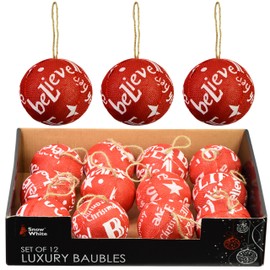 Toyland 513317R Christmas Polyfoam Baubles | Believe | Red | Pack of 12 Accessory