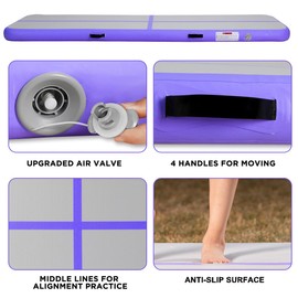 KIKILIVE Inflatable Gymnastics Air Tumbling Track Mat 10ft Purple, Air Tumble Track Mat 4 inches Thickness with Electric Air Pump for Home Use Training Cheerleader Yoga Water Beach Park