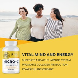 Vimergy Vimergy Micro-C? Vitamin C Capsules - 180 Servings C 500mg Vitamin C, Less-Acidic Vitamin C C Rose HIPS C Supports Immune & Musculoskeletal System C Gluten-Free C Kosher C Vegan Friendly
