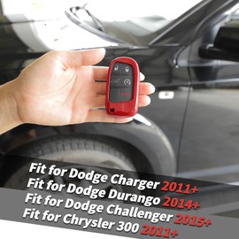 Key Fob Cover Fit for Dodge Charger 2011+, for Dodge Durango 2014+, for Dodge Challenger 2015+, Fob Case Fit for Chrysler 300 2011+ (Red)
