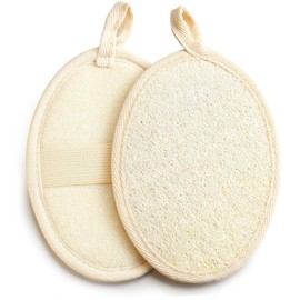 2Pcs Natural Loofah Sponge, BetterJonny Exfoliating Body Scrubber Loofah Bath Sponge Made with Eco-Friendly and Biodegradable Shower Luffa Sponge, for Bath and Spa(Beige)