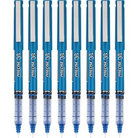 Pilot Precise V5 Rollerball Pens, Extra Fine Point 0.5 mm Blue Pens, Blue, Pack of 8 - Ideal for School, Journaling & Office Writing