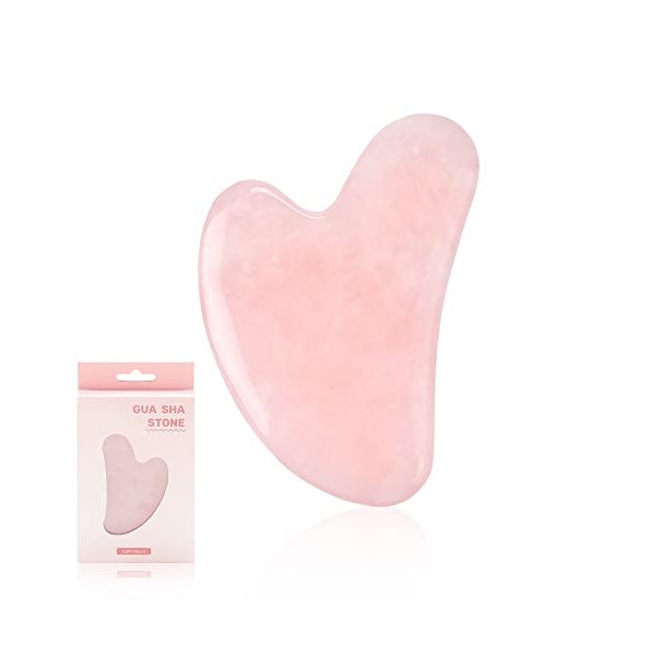 KONGDY Gua Sha Facial Tools,Natural Jade Rose Quartz Guasha Stone for Face Body Care,Promotes Lymphatic Drainage Shape Jawline Brightens Complexion Reduces Wrinkles Facial Massage Tools As Gifts
