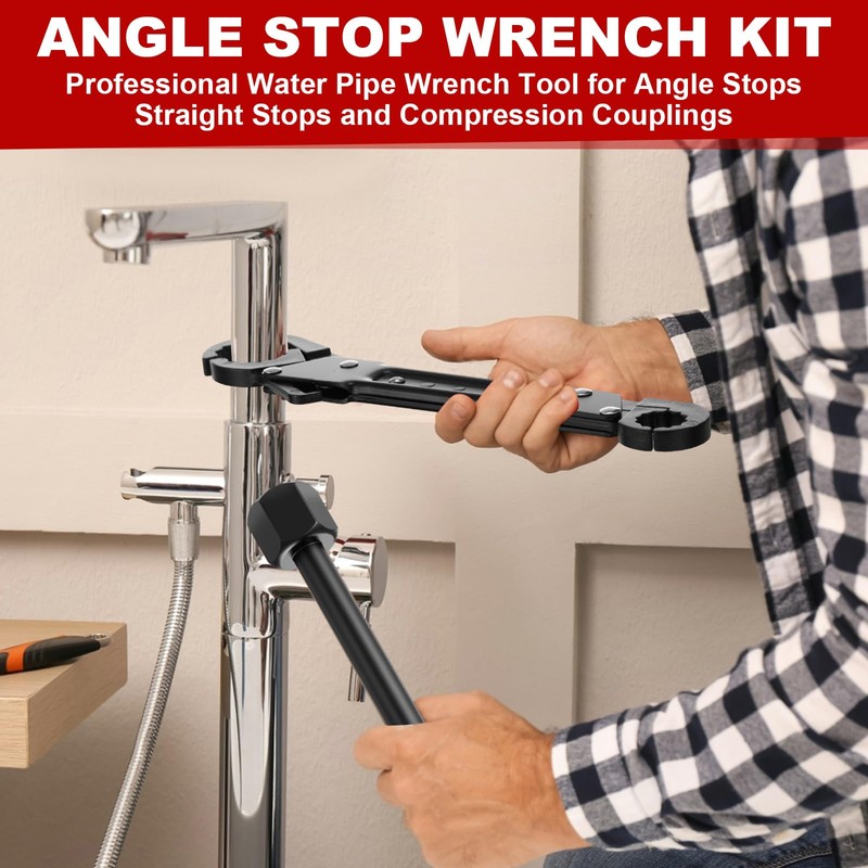 Lanties 5 Pcs Angle Stop Wrench Kit Plumbing Tool, Compression