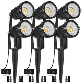 usdup Low Voltage Landscape Lights IP65 Waterproof 7W 700LM LED Outdoor Lighting with Connectors for Garden Yard Pathway Pool | 12V 24V 2700K Tree Spotlights | Warm White - 6 Pack
