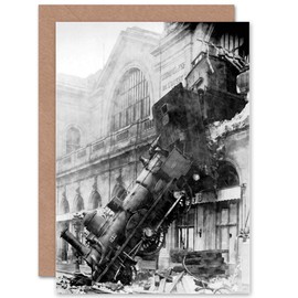 Wee Blue Coo TRAVEL TRANSPORT TRAIN CRASH MONTPARNASSE PARIS FRANCE GREETINGS CARD