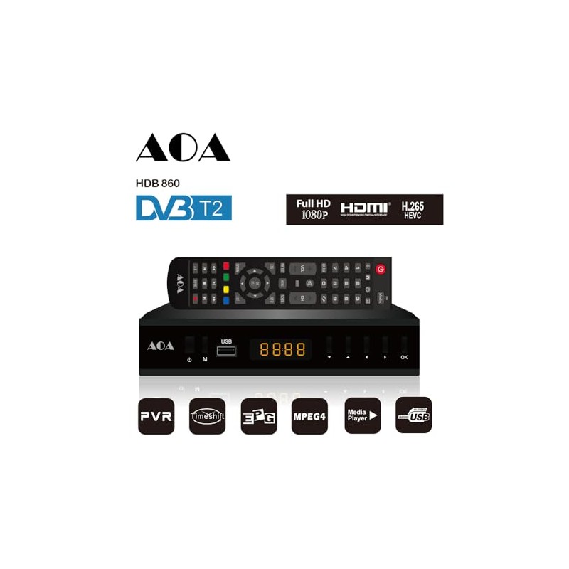 AOA HDB860 FHD DVB-T2 H.265 PVR Media Play Set Top