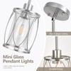 ElilyGiA Glass Pendant Lights Kitchen Island Brushed Nickel Pendant Light