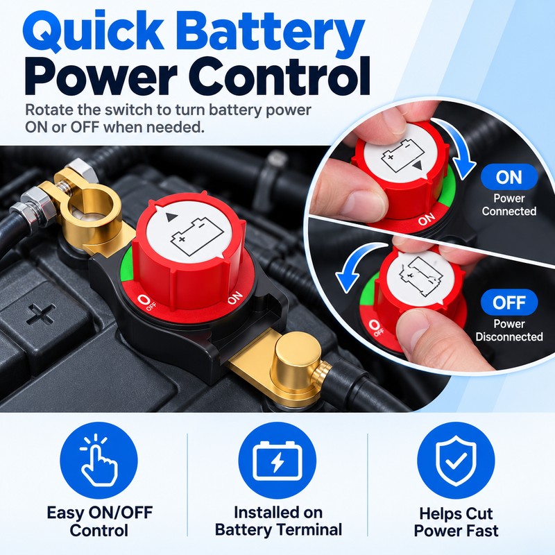 Top Post Battery Disconnect Switch for 12–48V Systems – 250A