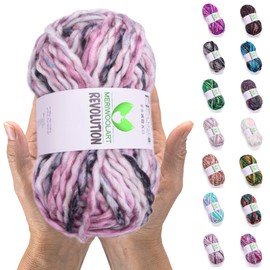 MeriWoolArt Merino Wool for Knitting - 75 m Multicoloured Thick Soft Merino Wool for Knitting for Sweater Jackets - XXL Hand Knitting Wool - Voluminous DIY Wool for Scarves Blankets Scarves Gifts