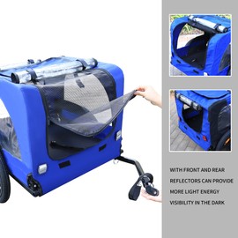 HomVent Dog Bike Trailer, Pet Bike Trailer for Small and Large Dogs, Folding Pet Carrier Wagon Folding Pet Carrier Wagon with Folding Frame Carrier and 16 Inch Wheels (Blue)