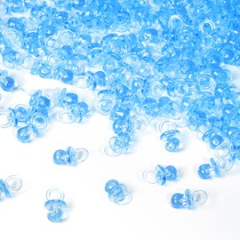200 Pieces 0.86 Inch Baby Pacifier Baby Shower Plastic Pacifier for Baby Shower Pacifier, Baby Shower Gender Show Party Decoration DIY Birthday Party Gift (Blue)