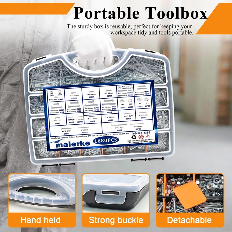 1680 PCS High Hardness Screw Bolts and Nuts & Nails