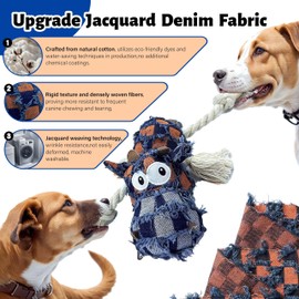 Dog Toys, Dog Squeaky Plush Toy 2025 Upgraded Fabric, Stuffed Plush Animal Puppy Toy to Keep Them Busy, Puppy Crinkle Paper Rope Tug of War Toys for Small Medium Large Dogs