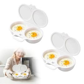 2Pcs Microwave Egg Poacher With Lid & Handle, Dual Cavity Microwave Egg Cooker,Quick-Heat Nonstick Microwave Egg Cooker for 2 Eggs, Quick Oil-Free Cooking, Food-Grade Pp & Versatile Kitchen Essential