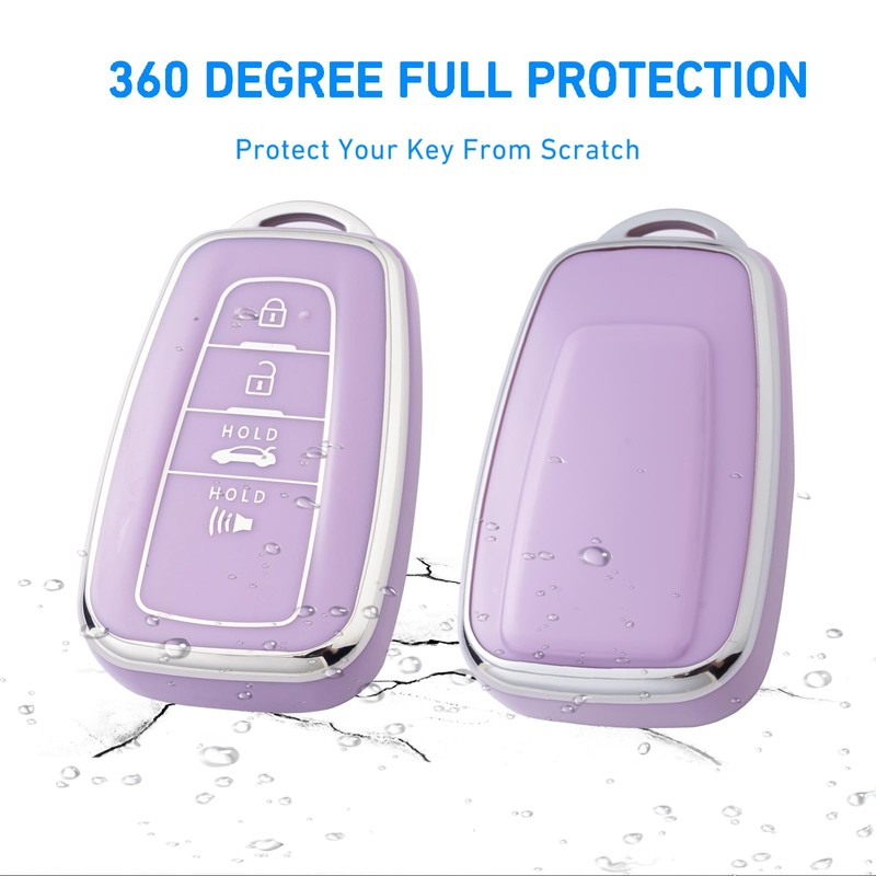 Flensent Key Fob Cover with Keychain for Toyota Highlander RAV4