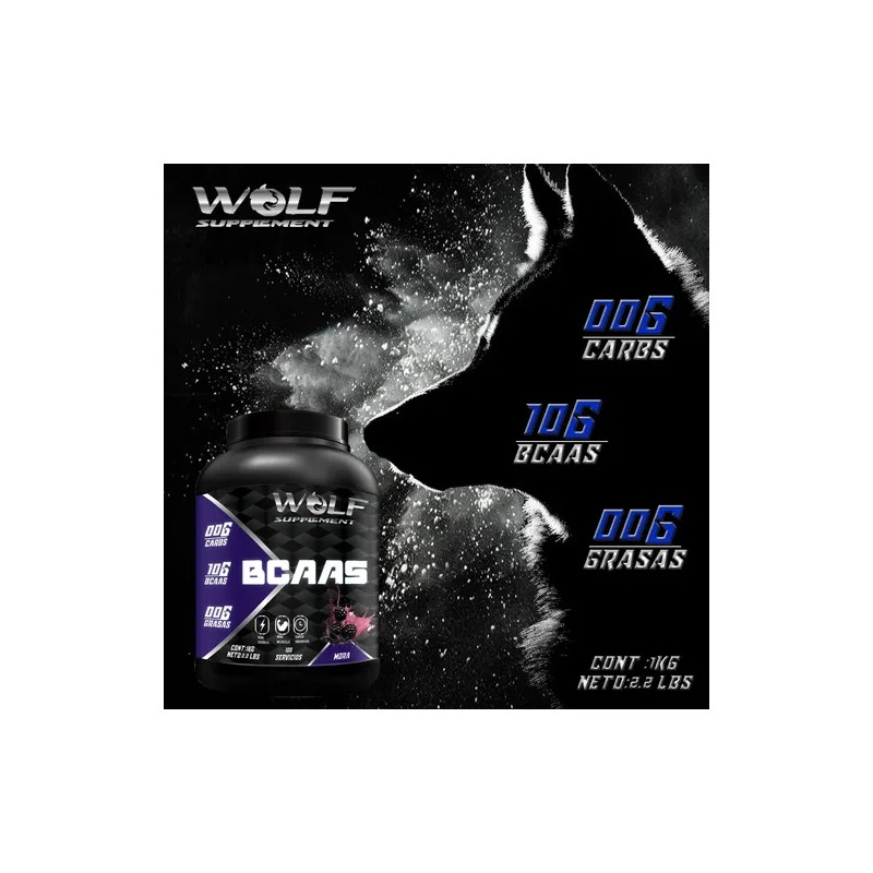 Aminoácidos Bcaas Pre Entreno 1 Kg Wolf 100 Servicios