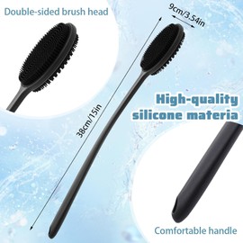 Cepillo corporal de silicona para ducha ElevateTech 5011BYHW4159 con mango largo y doble cara