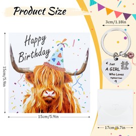 Rilcn Highland Cow Gifts - Birthday Card & Keyring Set for Women, Mum, Highland Cow Lover, Ideal for Birthday, Christmas, Scottish Gifts