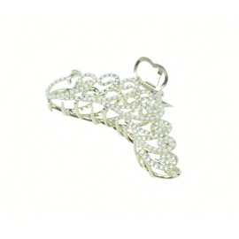 4.3 inch Women's Gold Metal Rhinestone Claw Clips Sparkly Bling Hairpins with Crystal Pearl Embellishments Vintage Crown Design Clips for Wedding Bride Valentine Prom