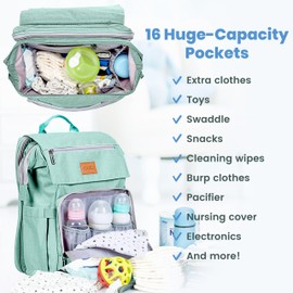 PILLANI Baby Diaper Bag Backpack - Large Bag for Boys & Girls, Waterproof Diaper Backpack - Travel Diaper Bags w/Changing Pad, Baby Registry Search & Shower Gifts - Essentials Must Haves Newborn Stuff