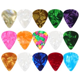 Redamancy Pack of 15 Picks, Celluloid Guitar Picks, 0.46/0.71/0.96 mm, 3 Different Guitar Picks, Plectrums for Acoustic Guitar, Electric Guitar, Bass