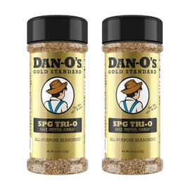 Dan-O’s SPG Tri-O Seasoning – Salt, Pepper & Garlic Blend – Small Bottle – Premium All Purpose SPG for Steak, Chicken, Seafood & Veggies - 4.4 oz, 2 Pack
