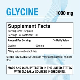 Puregen Labs Glycine 1000mg [High Potency] Total 300 Vegetarian Capsules, Promotes Healthy Rest | No Harmful Additives | Non-GMO, NO Gluten and Dairy