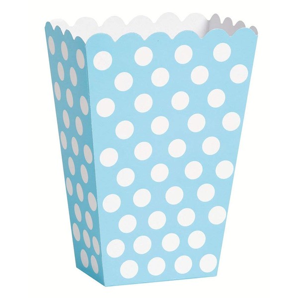 Light Blue Polka Dot Popcorn Treat Boxes, 8ct
