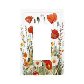 Lolreai Decorative Outlet Covers Vintage Wildflowers Rustic Herbs Botanical 1 Gang Light Switch Cover Single Rocker Wall Plate Decora GFCI Electrical Switchplate for Nursery Home Decor（2 Pack）